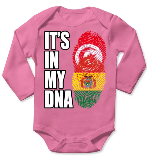 Tunisian And Bolivian Mix Heritage DNA Flag Long Sleeve Baby One-Piece