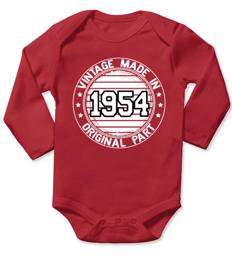 Vintage Made In 1954 Original Part Birthday 1954 Long Sleeve Baby One-Piece