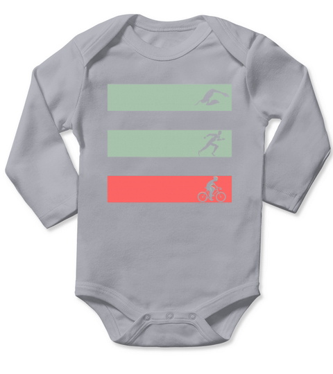 Vintage Swim Bike Run Long Sleeve Baby One-Piece