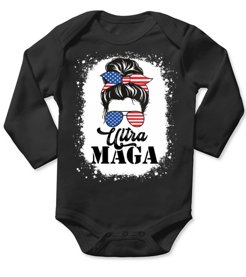 Womens Funny Ultra Maga Messy Bun Long Sleeve Baby One-Piece