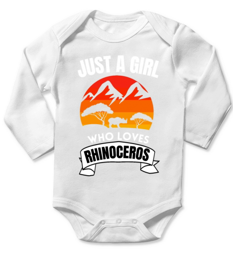 Zoo Animal Lover Girl Gift Retro Africa Rhinoceros Long Sleeve Baby One-Piece