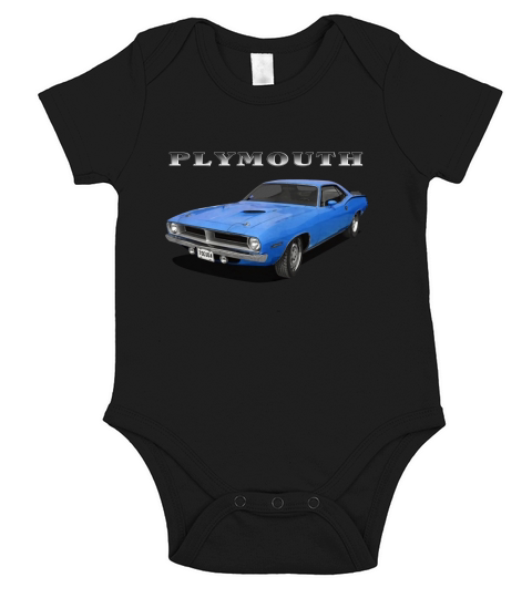 1970 Plymouth Cuda Blue Short Sleeve Baby One-Piece