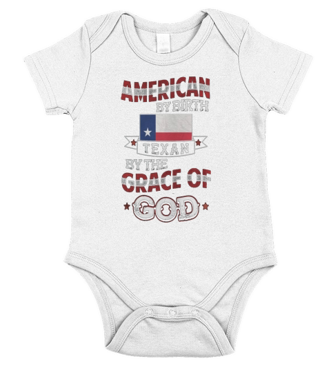 American By Birth, Texan By The Grace Of GOD - GVOHRRI Short Sleeve Baby One-Piece