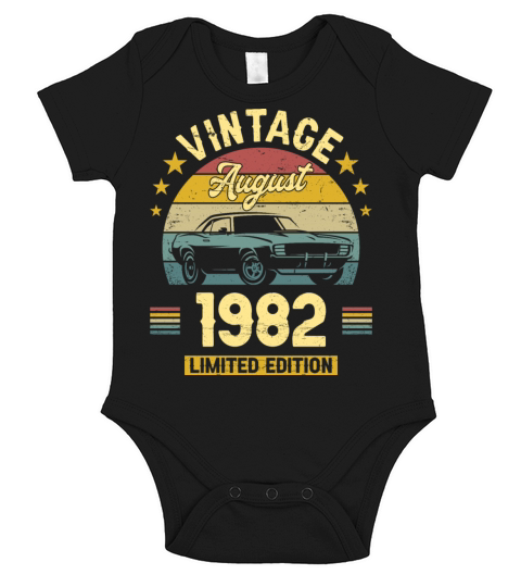 August 1982 40 Years Old Vintage 40th Birthday Short Sleeve Baby One-Piece