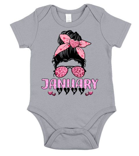 Birthday Born In January Girl Messy Bun Bandana Short Sleeve Baby One-Piece