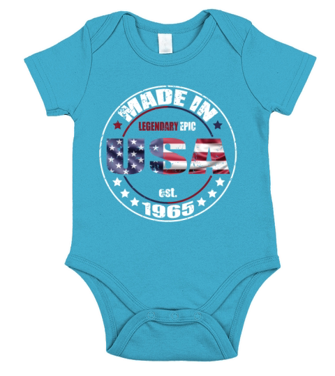 Birthday Saying Born USA 1965 Short Sleeve Baby One-Piece
