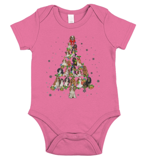 Cavalier King Charles Spaniel Christmas Tree shirt Short Sleeve Baby One-Piece