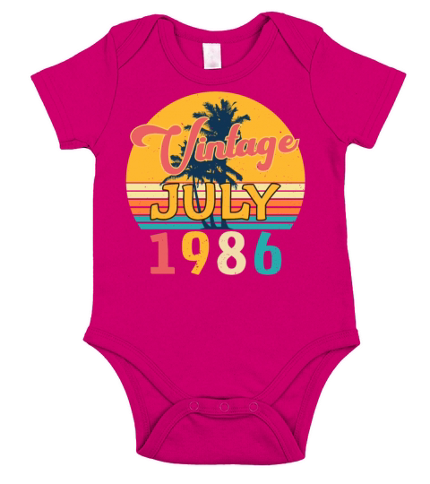 Cool Birthday Greeting For July 1986 Short Sleeve Baby One-Piece
