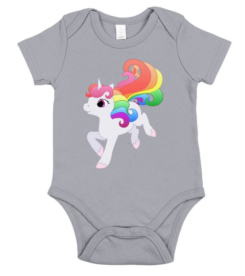 Cute Baby Rainbow Unicorn Short Sleeve Baby One-Piece