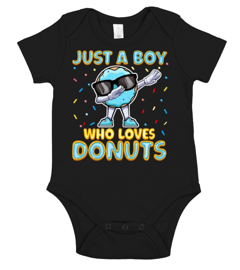 Dabbing Just a Boy Who Loves Donuts - Funny Short Sleeve Baby One-Piece