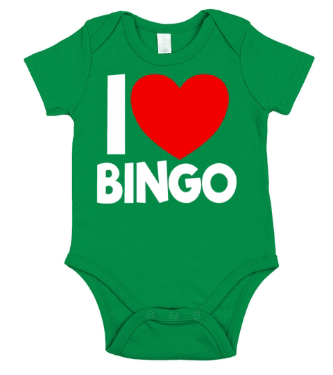I Love Bingo Red Heart Bingo Lover Gambling Short Sleeve Baby One-Piece