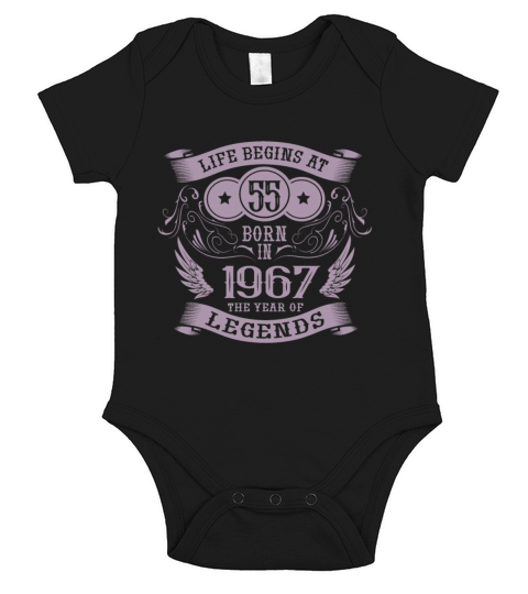 Life begins at 55 Vintage 1967 Birthday Vintage Short Sleeve Baby One-Piece