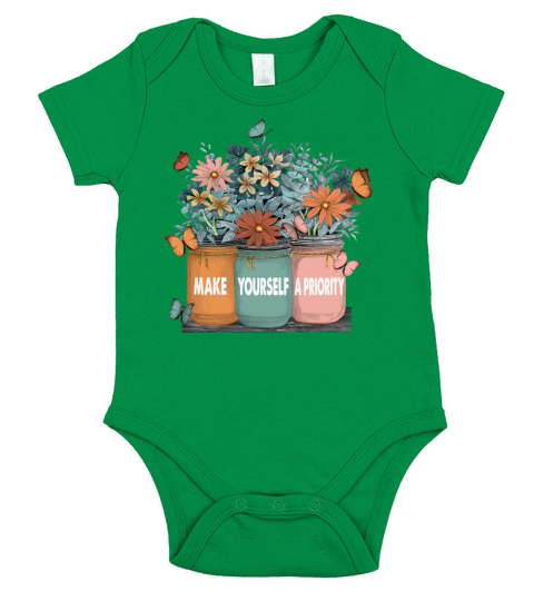 Make Yourself a Priority Inspirational Quote Gift Short Sleeve Baby One-Piece