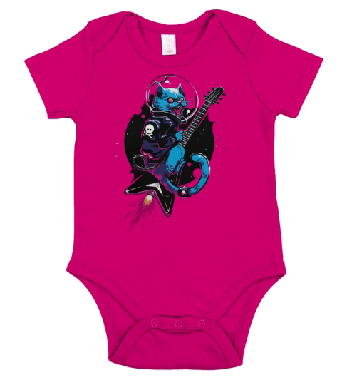 metal cat Short Sleeve Baby One-Piece