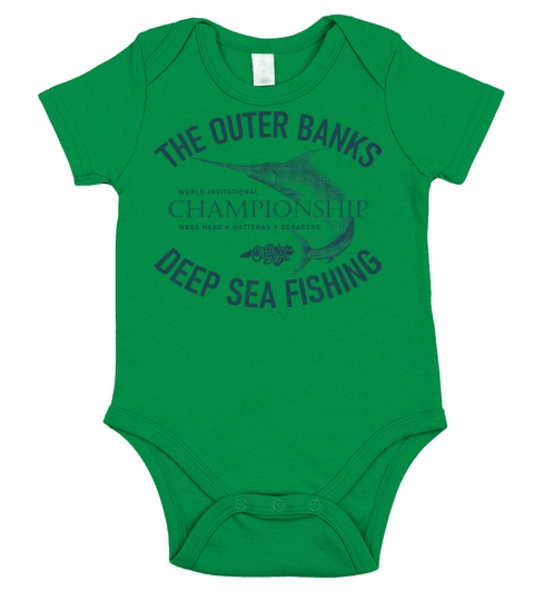 Outer Banks Deep Sea Fishing OBX Vintage Navy Blue Short Sleeve Baby One-Piece