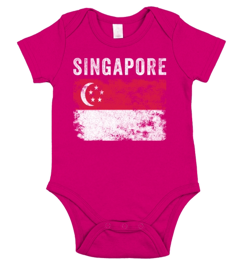 Singapore Flag Vintage Singaporean Flag Short Sleeve Baby One-Piece