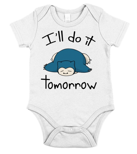 Snorlax ill do it tomorrow Short Sleeve Baby One-Piece