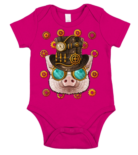 Steampunk Pig Medieval Victorian Steam Powered Far Short Sleeve Baby One-Piece