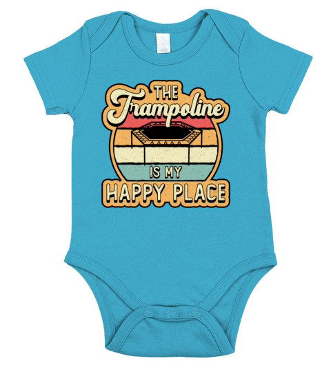 The Trampoline Is My Happy Place Jump Trampolining Short Sleeve Baby One-Piece