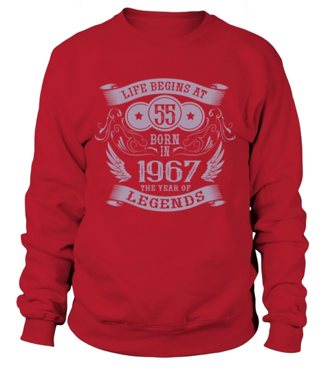 Life begins at 55 Vintage 1967 Birthday Vintage Sweatshirt Unisex