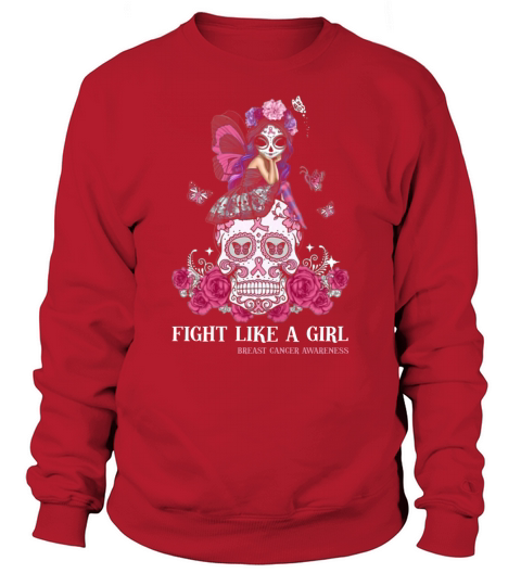 Skull fight like a girl breast cancer awareness Sweatshirt Unisex