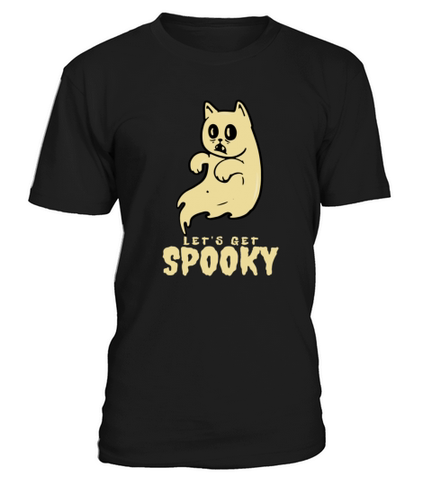 Vintage Let s Get Spooky Retro Ghost Cat Halloween T-Shirt Unisex