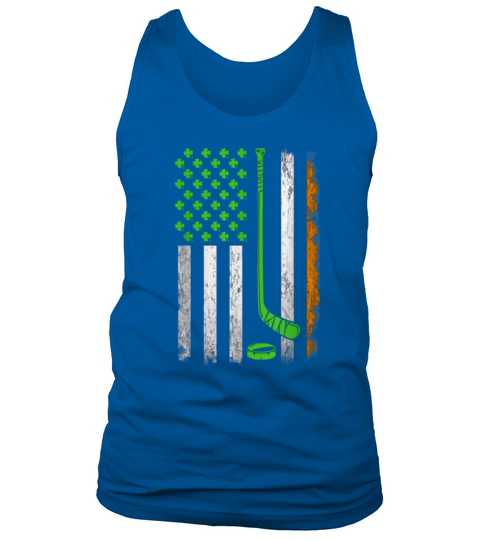 Beautiful St Patricks Day Vintage Irish American Flag Hockey Shamrock shirt Tank Top Unisex