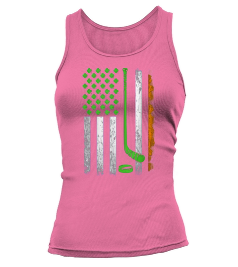 Beautiful St Patricks Day Vintage Irish American Flag Hockey Shamrock shirt Tank top Woman