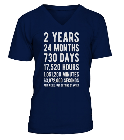 2nd Anniversary Gift T Shirt Two Year Marriage Tee V-Neck T-shirt