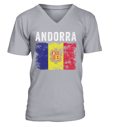 Andorra Flag Distressed - Andorran Flag V-Neck T-shirt
