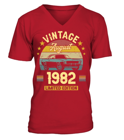 August 1982 40 Years Old Vintage 40th Birthday V-Neck T-shirt