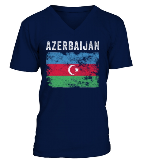 Azerbaijan Flag Distressed - Azeri Flag V-Neck T-shirt