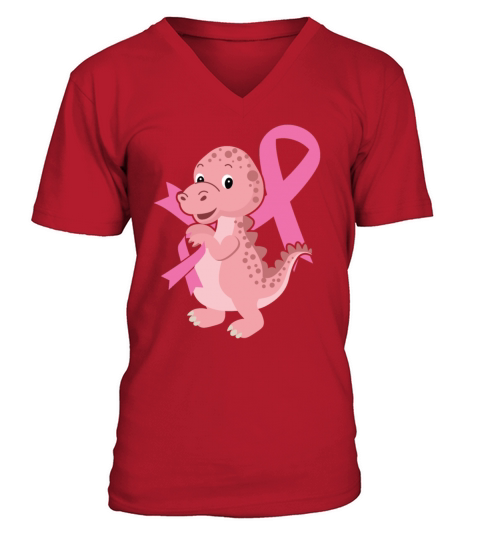 Breast Cancer Awareness Month Dinosaur Lover Dino V-Neck T-shirt