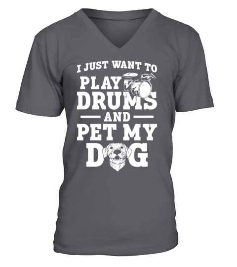 Drummer Drum Set Dog Vintage I V-Neck T-shirt
