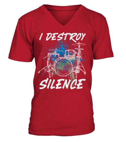 Drummer Drum Set Vintage Splash 80 V-Neck T-shirt