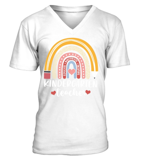 Educate Motivate Inspire Kindergarten Teacher V-Neck T-shirt