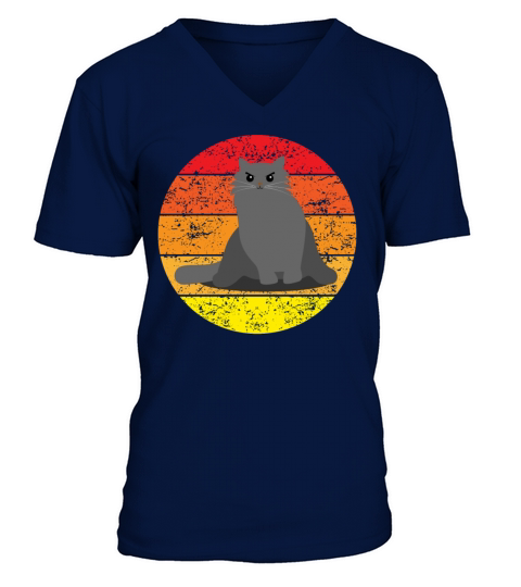 Evil Looking Cat Funny Cat Lovers Retro Gift Idea V-Neck T-shirt