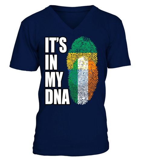Gambian And Irish Mix Heritage DNA Flag V-Neck T-shirt