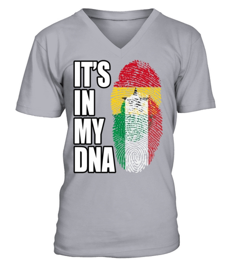 Ghanaian And Italian Mix Heritage DNA Flag V-Neck T-shirt