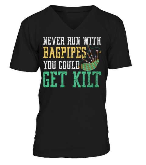 Green Kilt Graphic V-Neck T-shirt