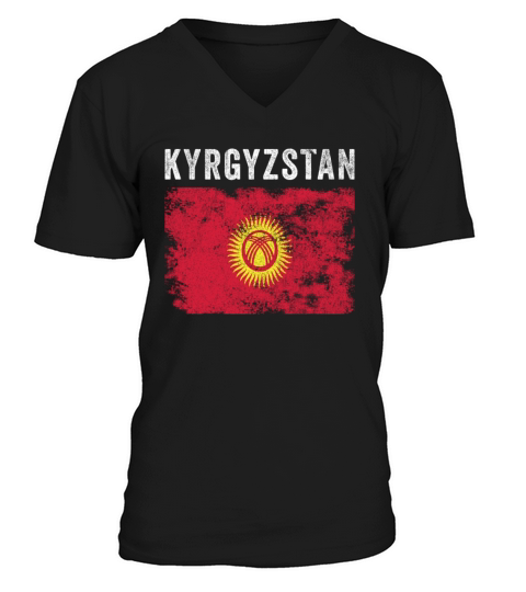 Kyrgyzstan Flag Vintage Kyrgyzstani Flag V-Neck T-shirt