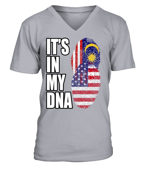 Malaysian And American Mix Heritage DNA Flag V-Neck T-shirt