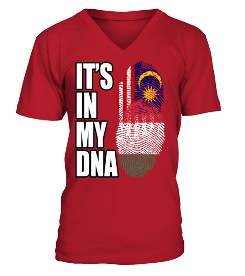 Malaysian And Hungarian Mix Heritage DNA Flag V-Neck T-shirt