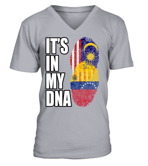 Malaysian And Venezuelan Mix Heritage DNA Flag V-Neck T-shirt