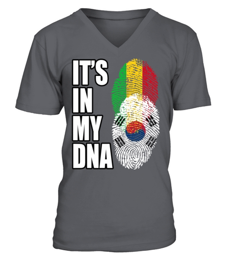 Malian And South Korean Mix Heritage DNA Flag V-Neck T-shirt