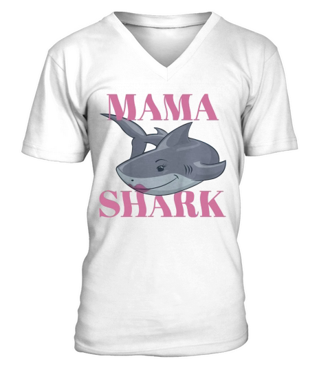 Mama Shark Cute Gift for Moms V-Neck T-shirt