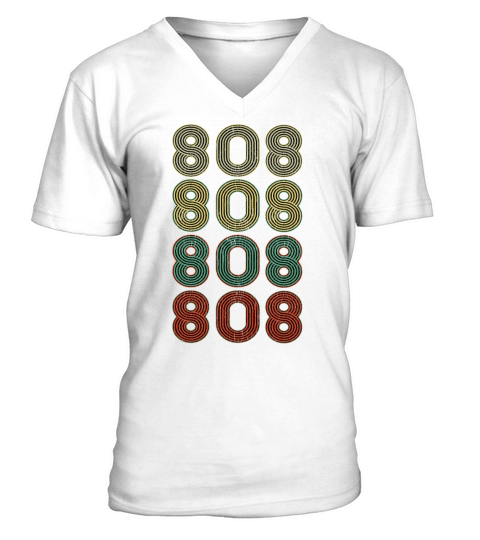 Retro America State Flag Area Code Hawaii V-Neck T-shirt