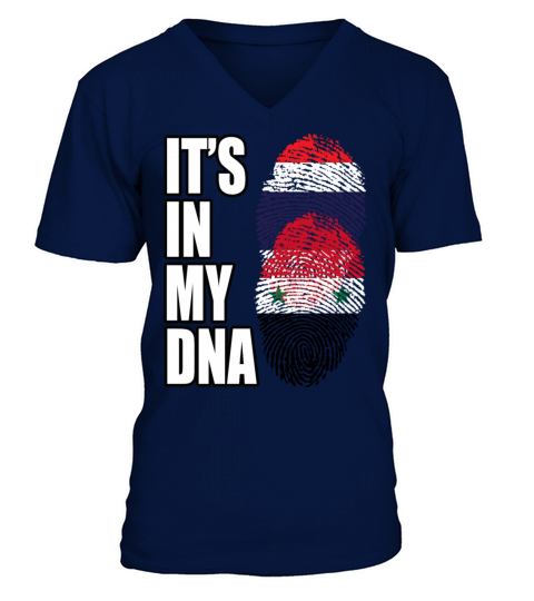 Thai And Syrian Vintage Heritage DNA Flag V-Neck T-shirt