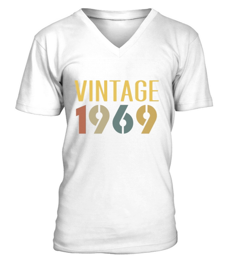 Vintage 1969 Cool Retro Style 50th Birthday Gift V-Neck T-shirt