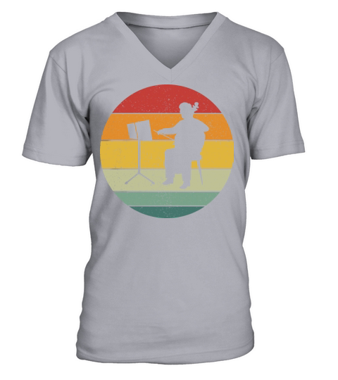 Vintage Retro Double Bass Vintage Music V-Neck T-shirt